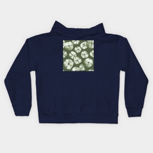 Shibori Kumo tie dye white dots over sage green Kids Hoodie